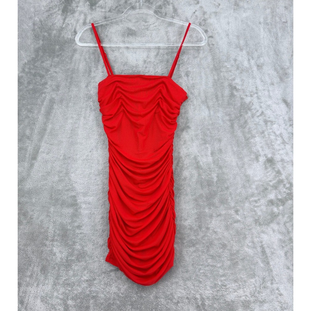 Thats So Fetch Dress Womens Size 4 Red Ruched Bodycon Mini Sexy Party Event Zip